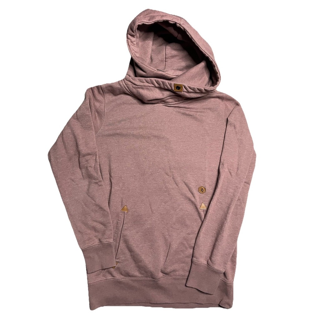 Volcom Long Tall Tower Pullover Fleece Hoodie Pink Purple Women's Size Small